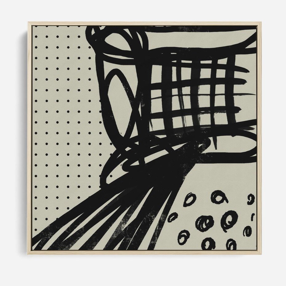 Obraz w ramie 80x80 - Złudne Kontemplacje - abstrakcyjna mroczna kompozycja, nieregularne - rama drewno