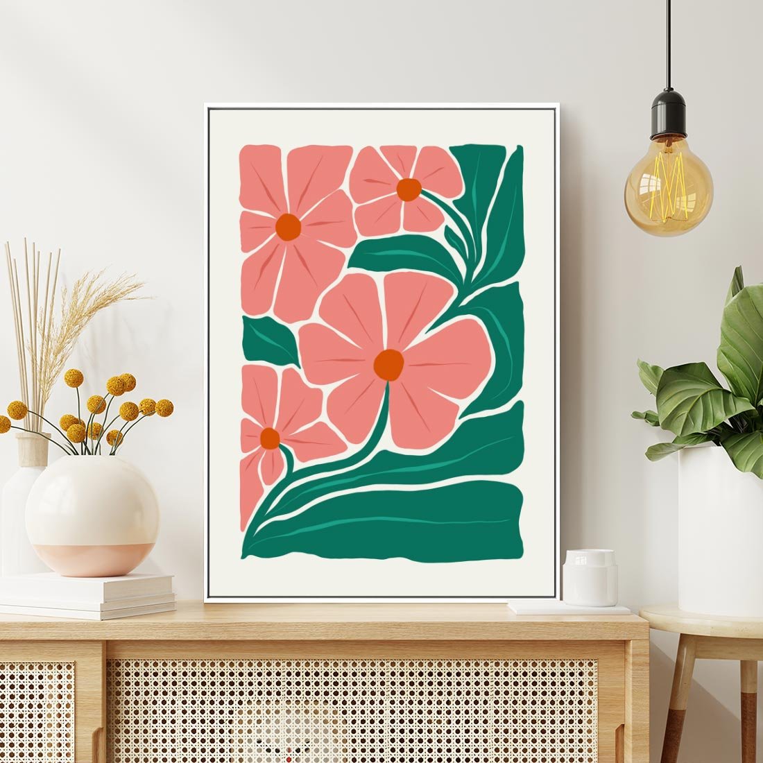 Obraz w ramie 80x120 - Energiczne Opowieści - kwiaty, sztuka nowoczesna - rama biała