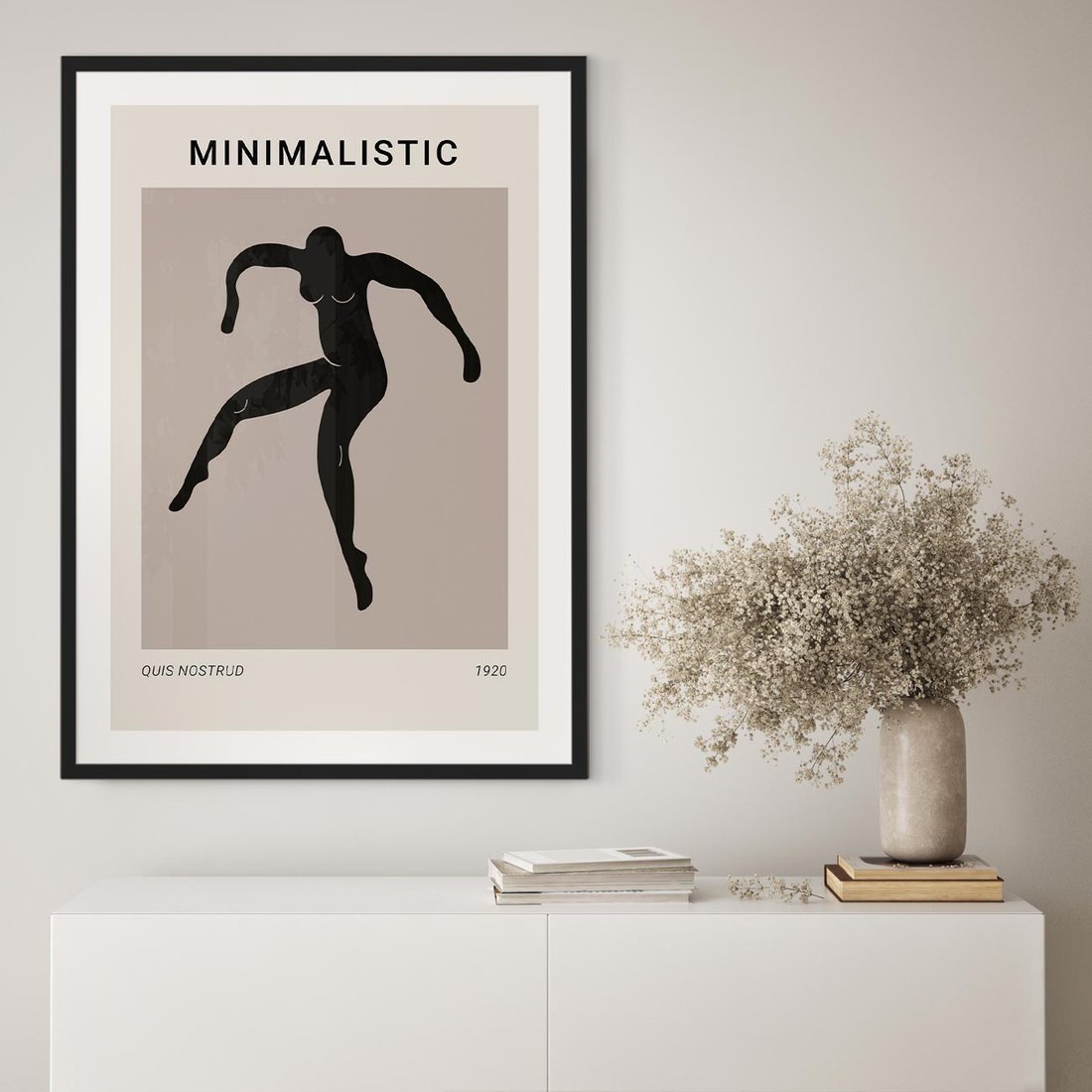 Plakat w ramie 30x40 - Sztuka Nowoczesności: Minimalistyczny Plakat - modern art, minimalistyczny plakat - rama czarna