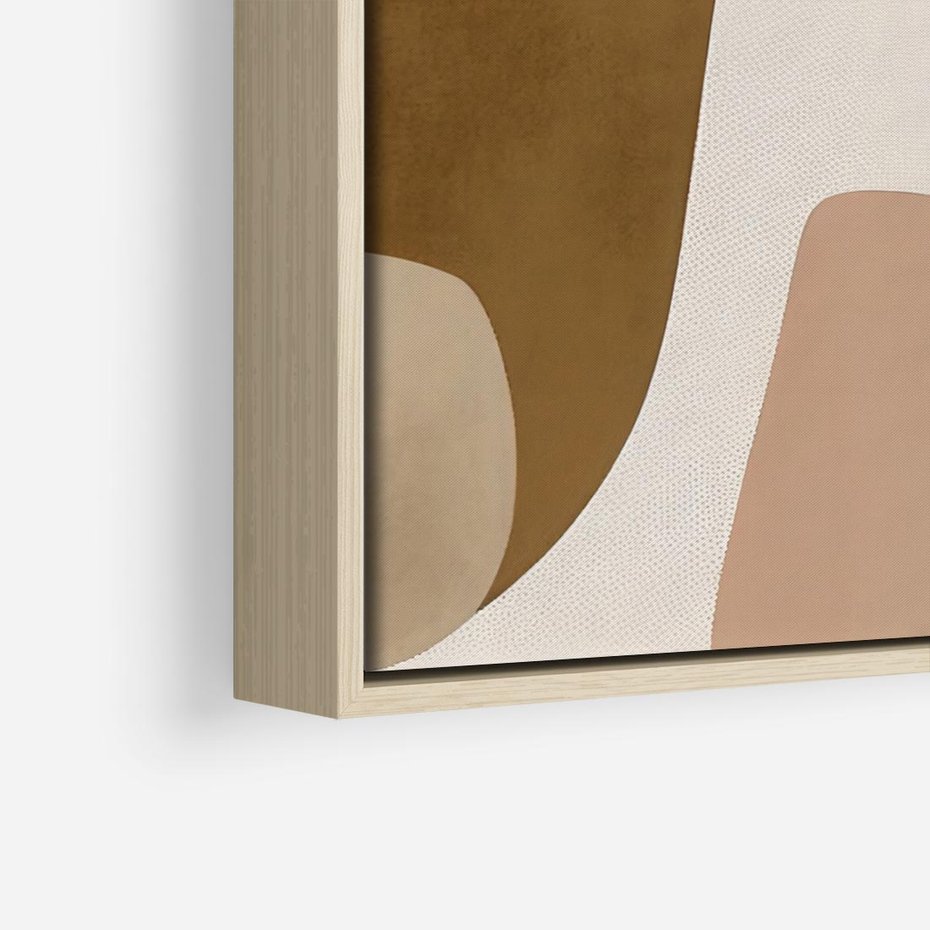 Obraz w ramie 80x80 - Harmonia chaosu i porządku - abstrakcyjne kształty, kolory beżu i brązu - rama drewno