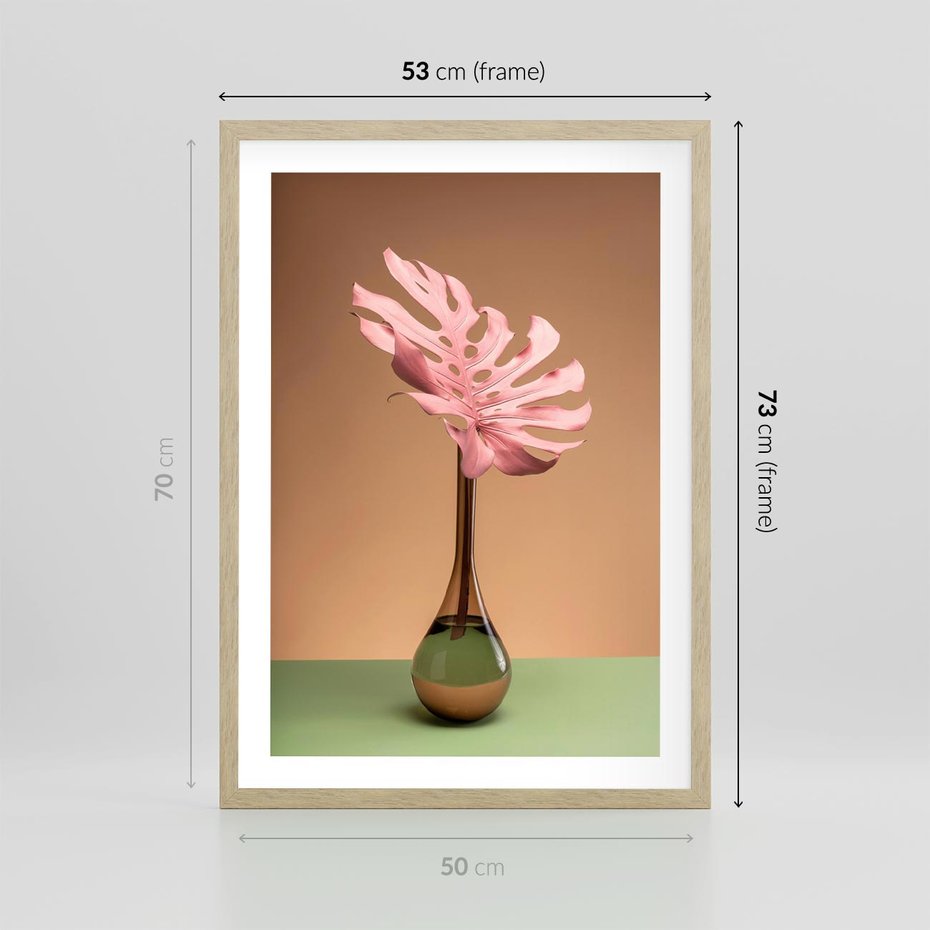 Plakat w ramie 50x70 - Wyjątkowy monstera - monstera, liść - rama drewno