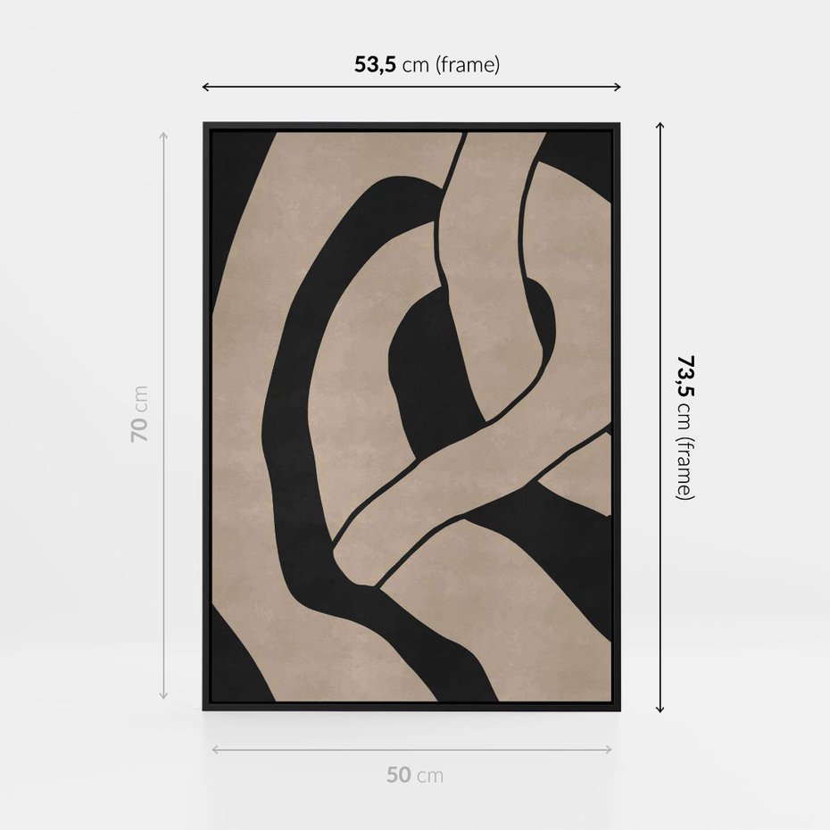 Obraz w ramie 50x70 - Obce Wariacje - abstrakcyjne linie, mroczny plakat - rama czarna
