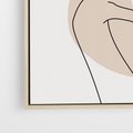 Obraz w ramie 50x50 - Przenikające Kształty - szkic jedną linią, one line - rama drewno