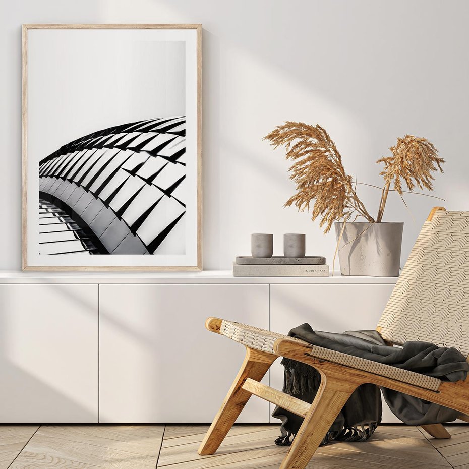 Plakat w ramie 50x70 - Dynamiczne Kształty - architektura, obłe kształty - rama drewno