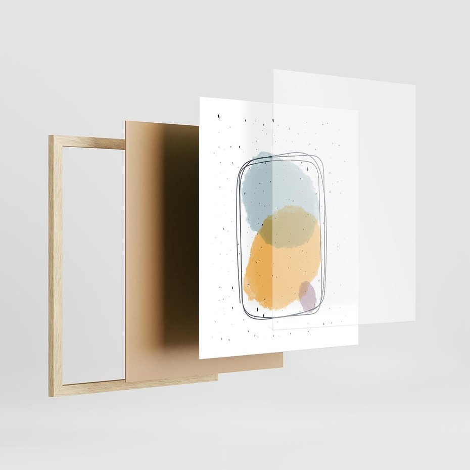 Plakat w ramie 40x50 - Wibracje Linii - abstrakcyjna kompozycja, jak ręcznie malowana - rama drewno