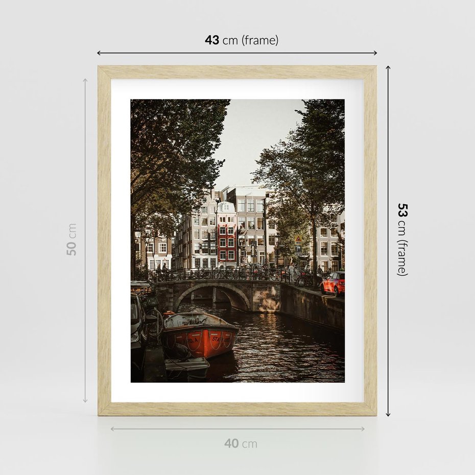 Plakat w ramie 40x50 - Jesienne Uroki Holandii: Kanały i Most - Holandia, kanały - rama drewno