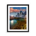 Plakat w ramie 40x50 - Jezioro wśród majestatycznych gór - jezioro, góry - rama czarna