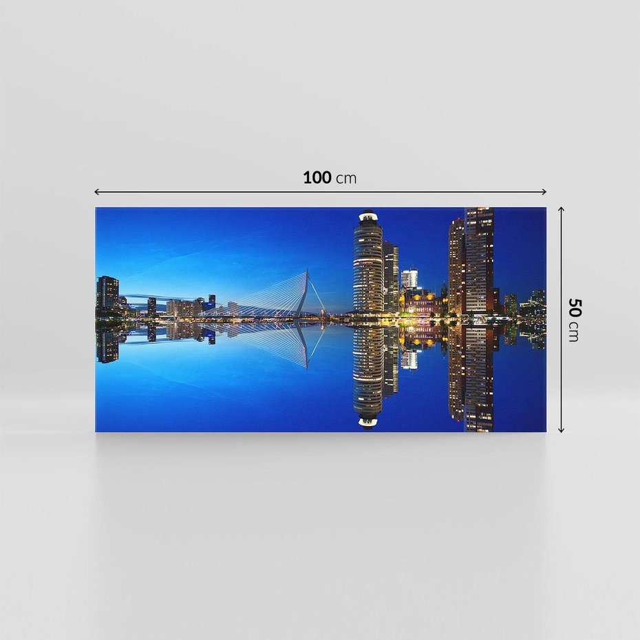 Obraz na płótnie 100x50 - Miasto nocą nad wodą - miasto, noc