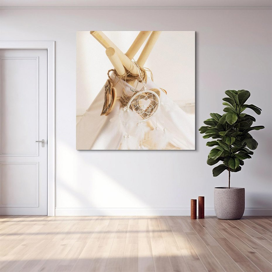 Obraz na płótnie 60x60 - Oaza Swobodnego Stylu - boho, tipi