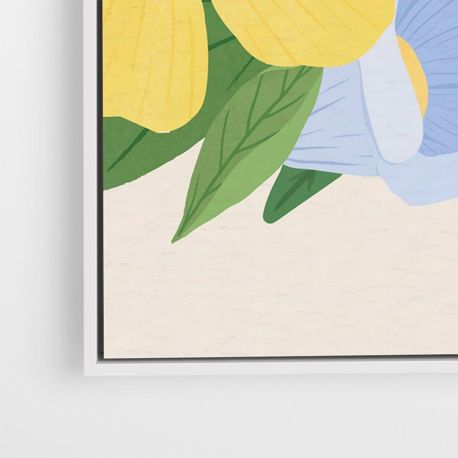 Obraz w ramie 50x70 - Kwiatowy Uśmiech - kwiaty, akwarela - rama biała