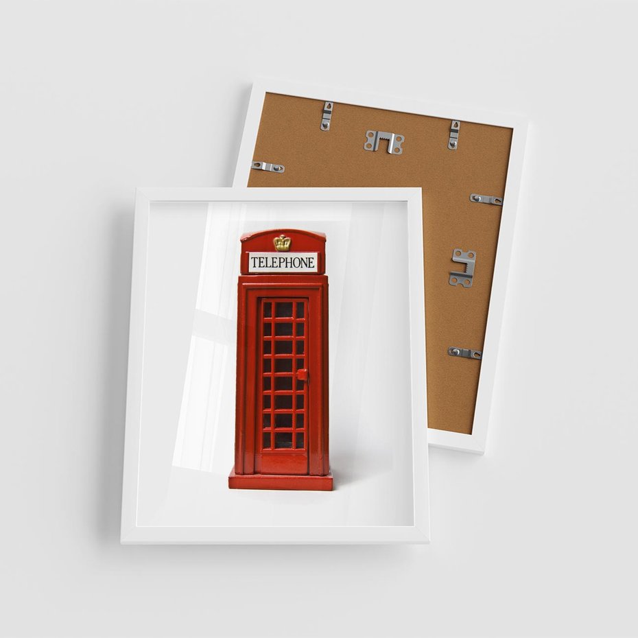 Plakat w ramie 40x50 - Ikona Londynu - Londyn, budka - rama biała