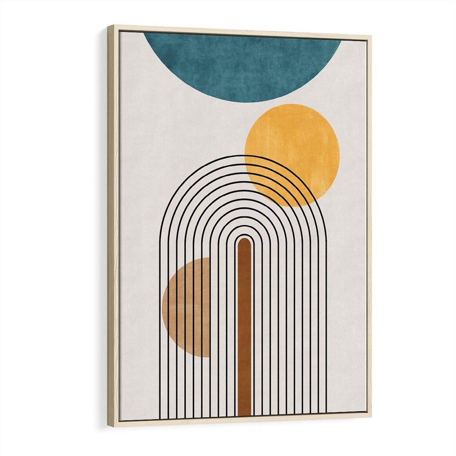 Obraz w ramie 80x120 - Wewnętrzne Labirynty Form - styl mid century, nowoczesna sztuka - rama drewno