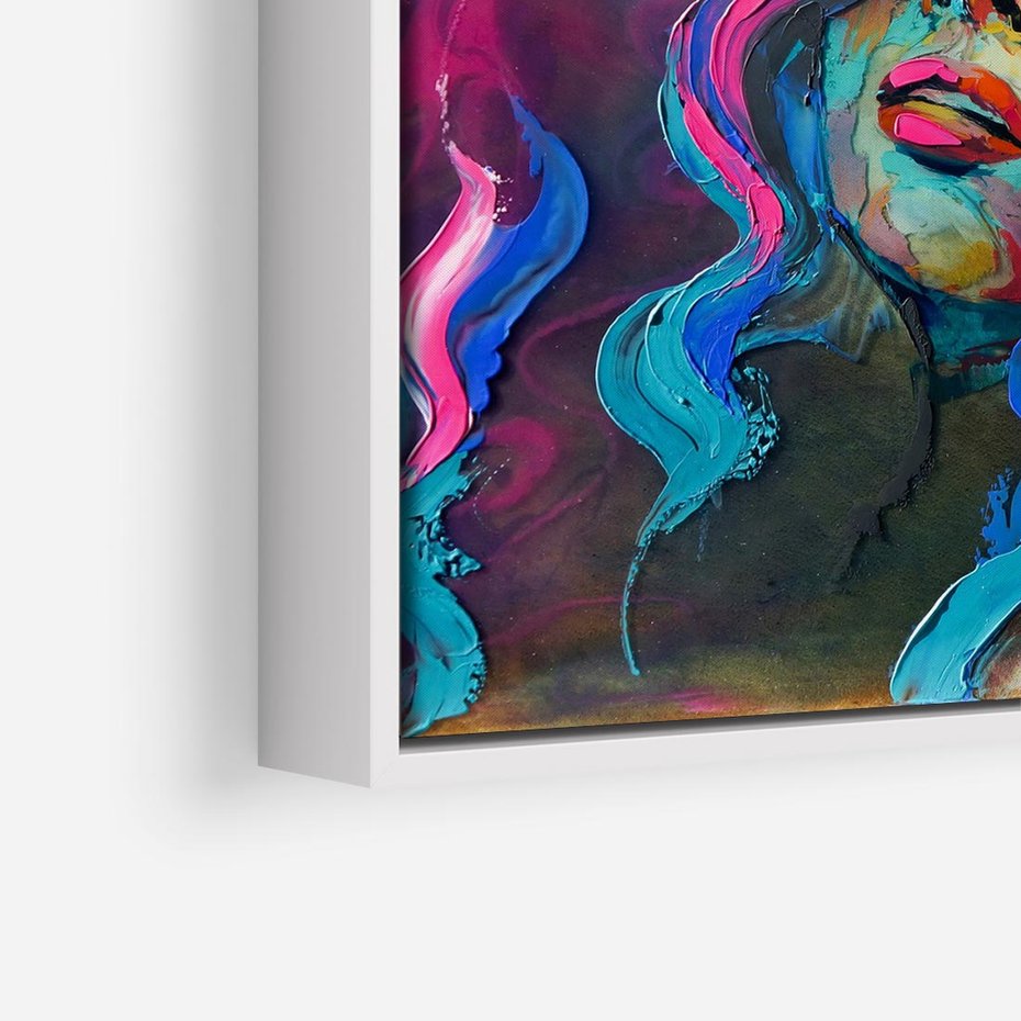 Obraz w ramie 80x80 - Bujna Ekspresja - grafika komputerowa, przypomina obraz olejny - rama biała