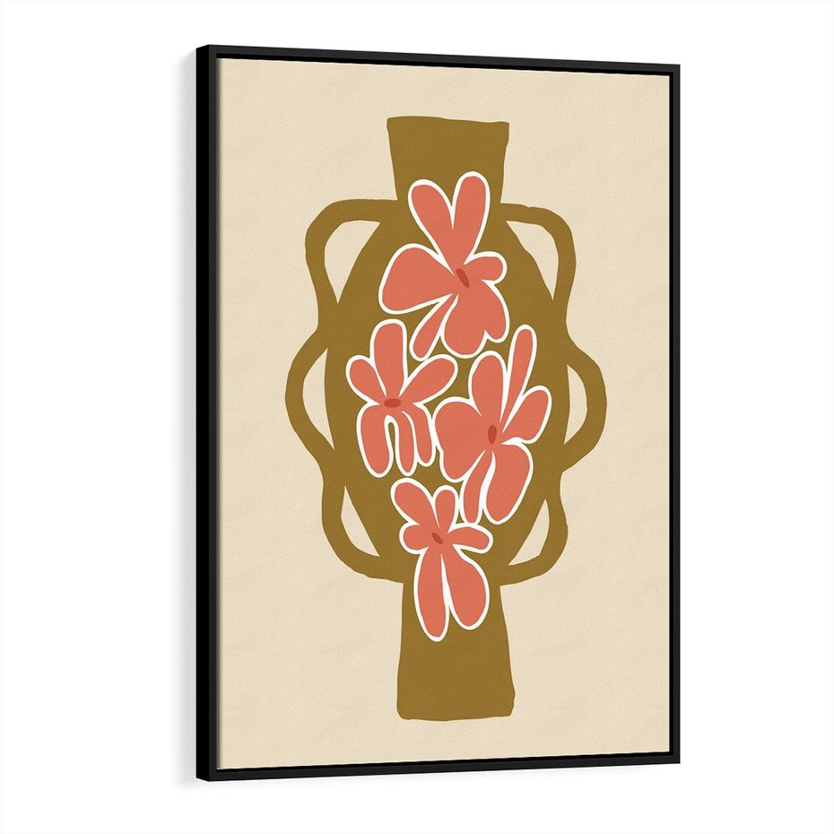 Obraz w ramie 70x100 - Rozbijające Formy - abstrakcyjny plakat, kwiaty na wazonie - rama czarna