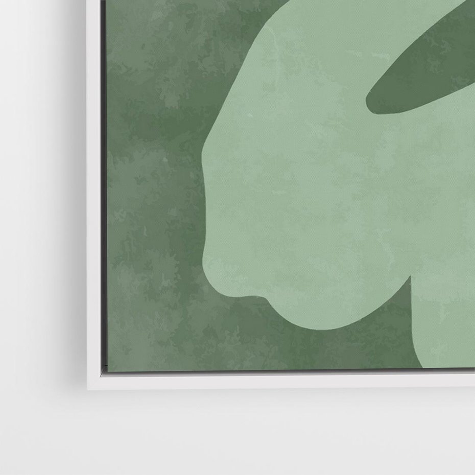 Obraz w ramie 80x80 - Kształty Zieleni - abstrakcyjny kształt, zielony plakat - rama biała