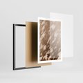 Plakat w ramie 50x70 - Abstrakcyjna Kompozycja: Cień na Ścianie - cień na ścianie, beżowe kolory - rama czarna