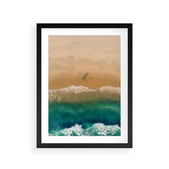 Plakat w ramie 50x70 - Nadbrzeżna Harmonia - plaża, morze - rama czarna
