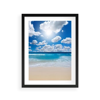 Plakat w ramie 50x70 - Wakacyjna plaża - plaża, wakacje - rama czarna
