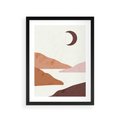 Plakat w ramie 30x40 - Księżycowa Refleksja - nowoczesna sztuka, góry - rama czarna