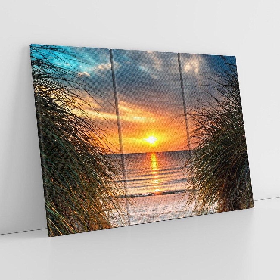 Obraz na płótnie 120x80 - Magia zachodu słońca na plaży - zachód, słońca