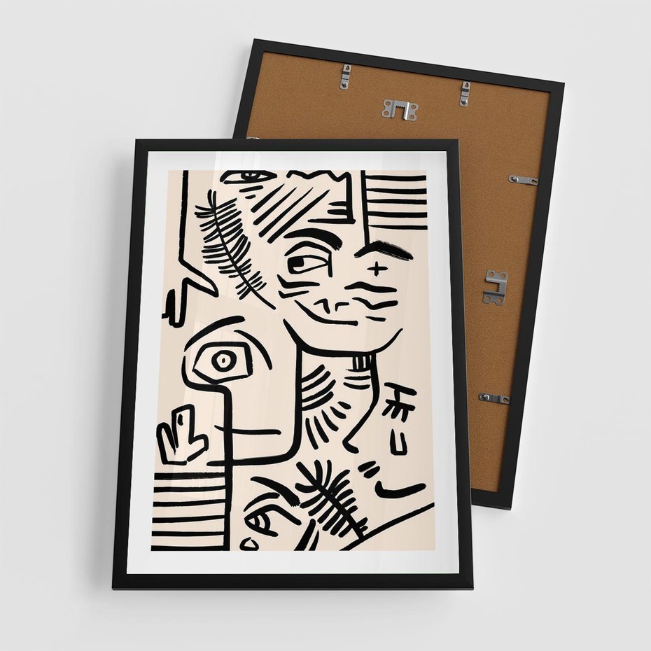 Plakat w ramie 50x70 - Ekspresyjne Odbicia Współczesności - abstrakcyjna grafika, minimalizm - rama czarna