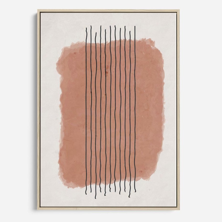 Obraz w ramie 70x100 - Rozmyte Widzenia - abstrakcyjna akwarelowa plama, nieregularne kreski - rama drewno