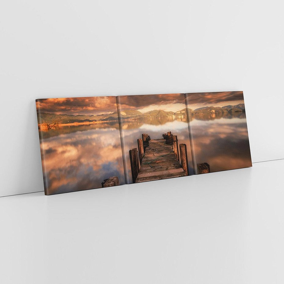 Obraz na płótnie 150x50 - Spacer po molo nad jeziorem - molo, jezioro