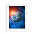 Plakat w ramie 50x70 - Planeta w nieskończoności - ziemia, kosmos - rama biała