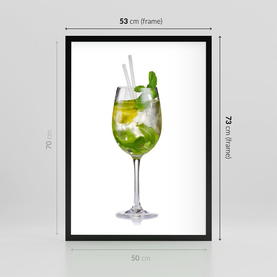 Plakat w ramie 50x70 - Limonkowy drink w letnim stylu - drink, limonka - rama czarna
