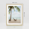 Plakat w ramie 30x40 - Relaks na plaży - palma, hamak - rama drewno