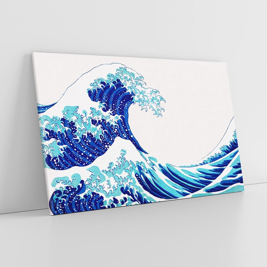 Obraz na płótnie 120x80 - Fala Japandi - wielka fala w Kaganawie, obraz Hokusai