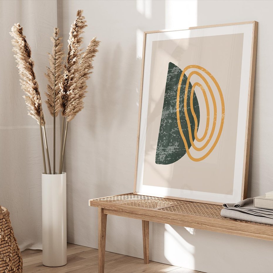 Plakat w ramie 40x50 - Nowoczesne Dialogi Materii - nowoczesny plakat, abstrakcyjne kształty - rama drewno