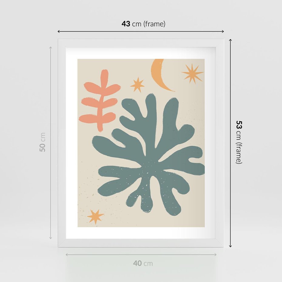 Plakat w ramie 40x50 - Rozbłysk Emanacji - boho formy, kształty - rama biała