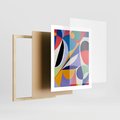 Plakat w ramie 40x50 - Kolorowe Przesunięcia Kształtów - abstrakcyjny obraz olejny, żywe kolory - rama drewno