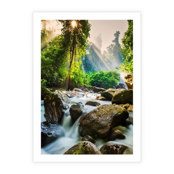 Plakat bez ramy 40x50 - Idylliczny strumyk w urokliwym lesie - strumyk, las