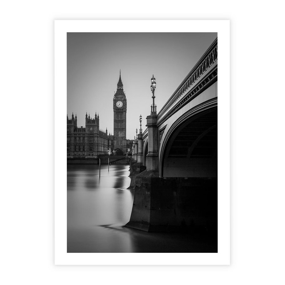 Plakat bez ramy 50x70 - Majestatyczny Big Ben w Londynie - Londyn, most