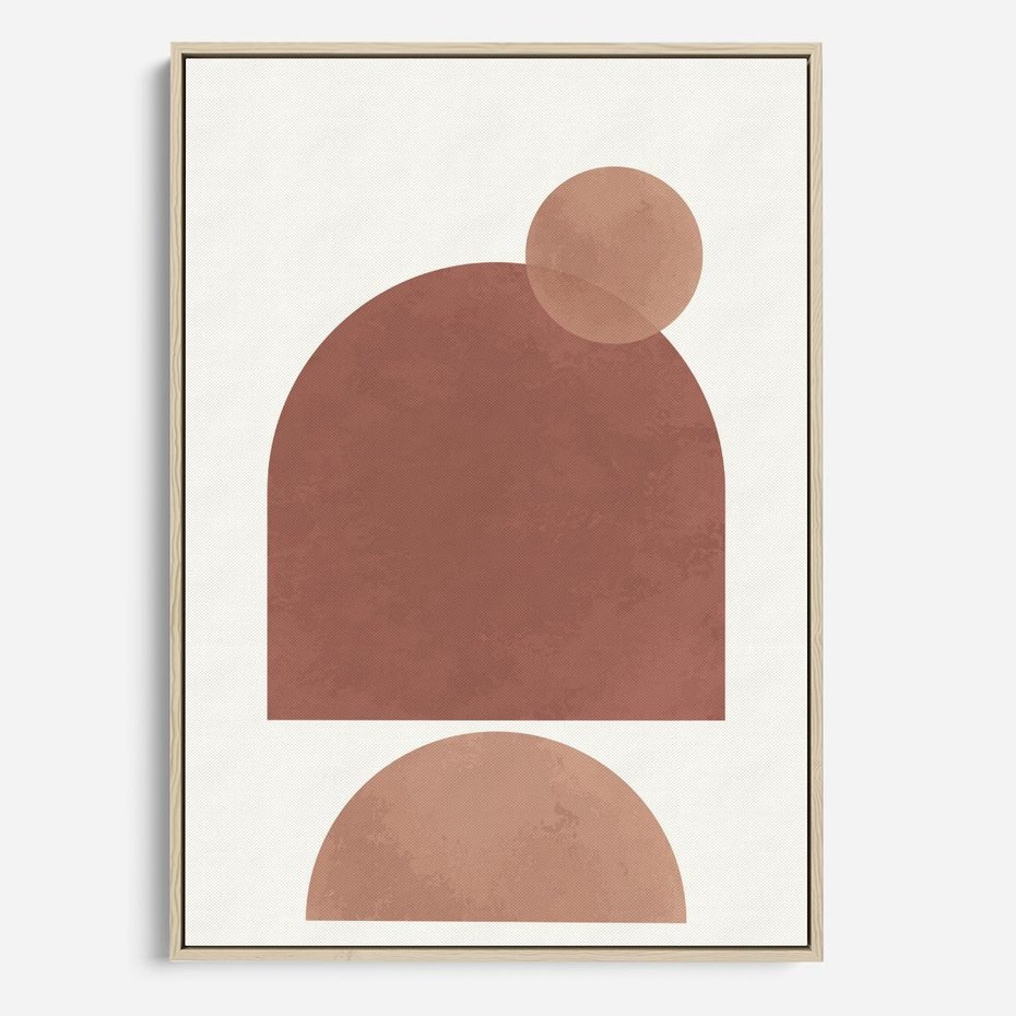 Obraz w ramie 50x70 - Rozkwitające Odbicia - abstrakcyjne geometryczne kształty, odcienie brązu i beżu - rama drewno