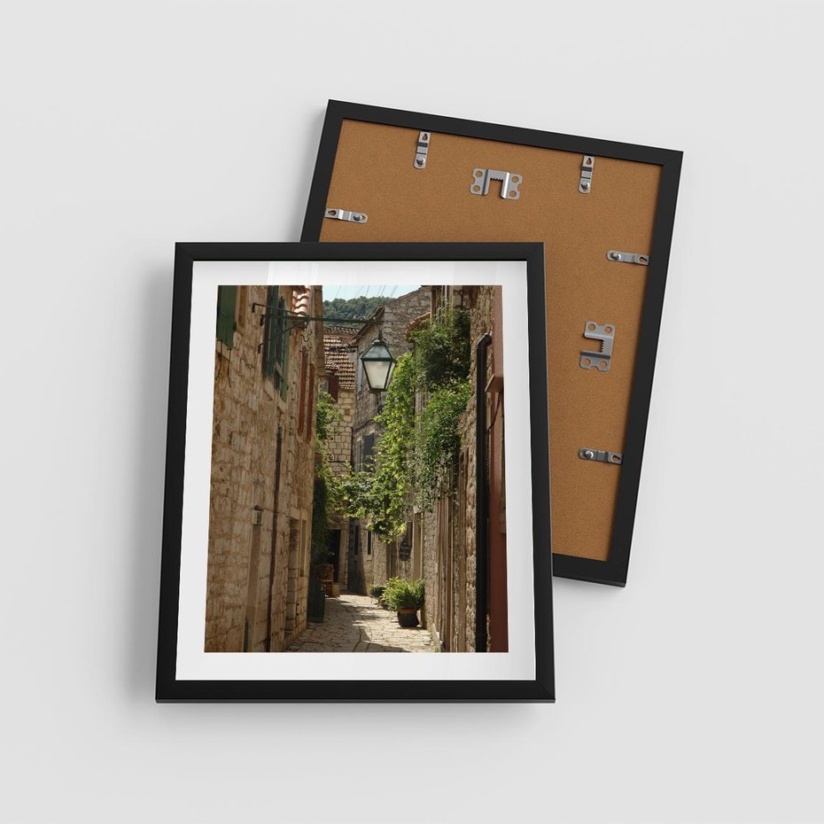 Plakat w ramie 40x50 - Urokliwa włoska uliczka - włoska, uliczka - rama czarna