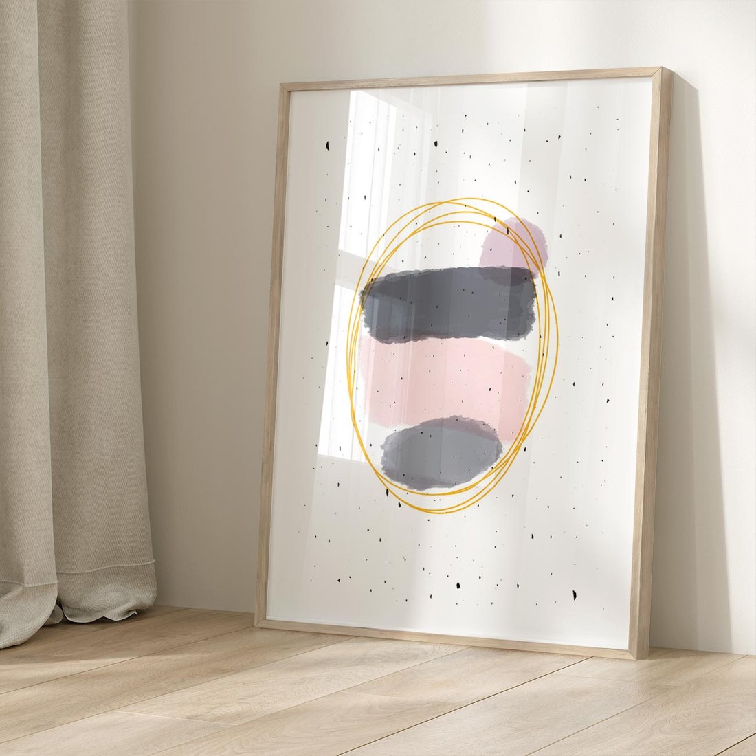 Plakat w ramie 30x40 - Migocące Odbicia - abstrakcyjna kompozycja, jak ręcznie malowana - rama drewno