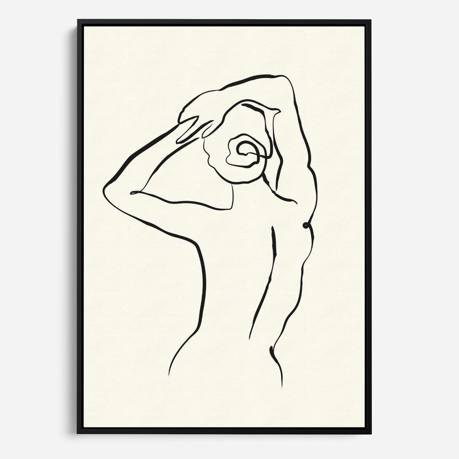 Obraz w ramie 50x70 - Tajemniczy Rytm - kobieta, posąg - rama czarna