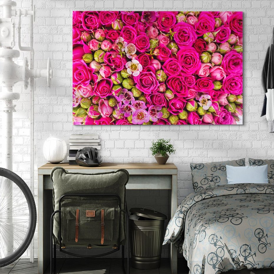 Obraz na płótnie 100x70 - Kwiatowa symfonia róż - róże, kwiaty