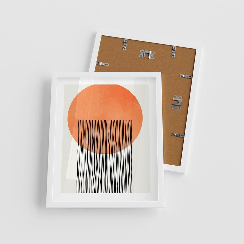 Plakat w ramie 40x50 - Echa Wyobraźni - koło, boho styl - rama biała