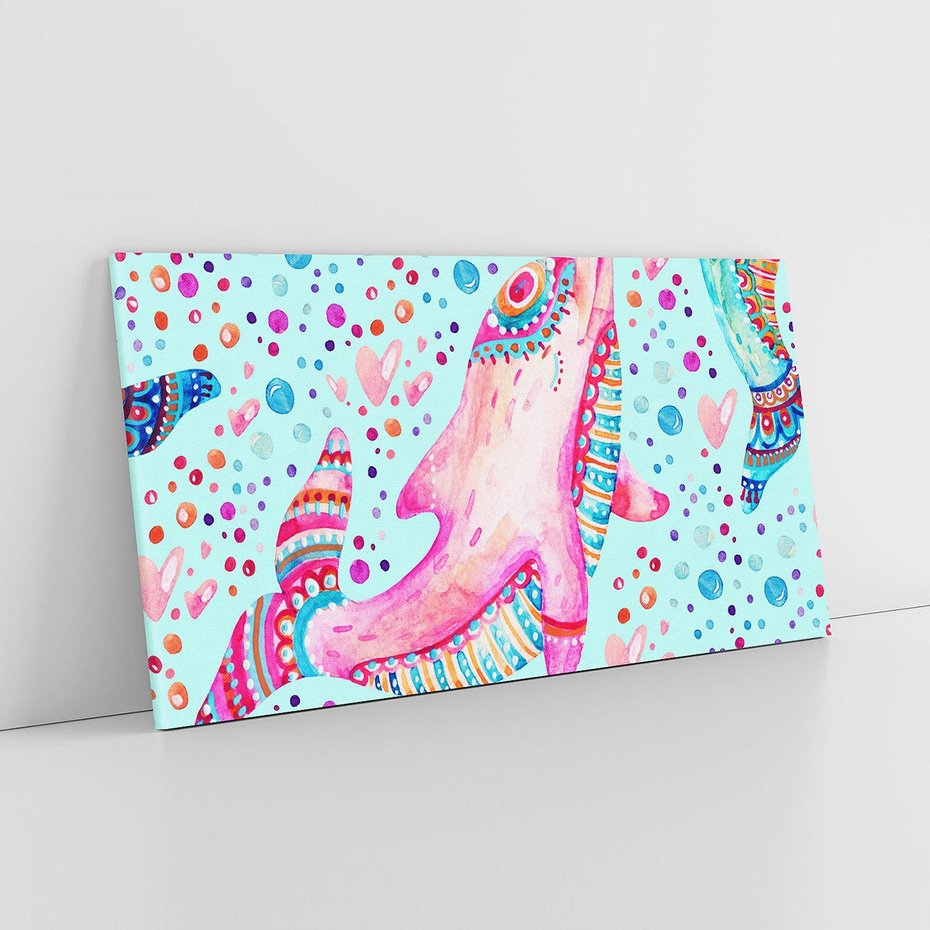 Obraz na płótnie 140x70 - Lekkość W Ruchu - delfin, akwarela