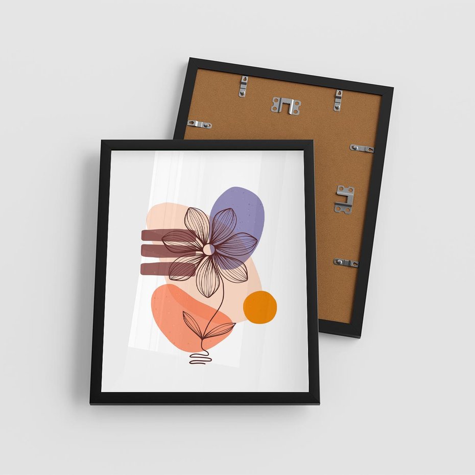 Plakat w ramie 40x50 - Migocące Odbicia Kwiatów - abstrakcyjna sztuka, plamy - rama czarna