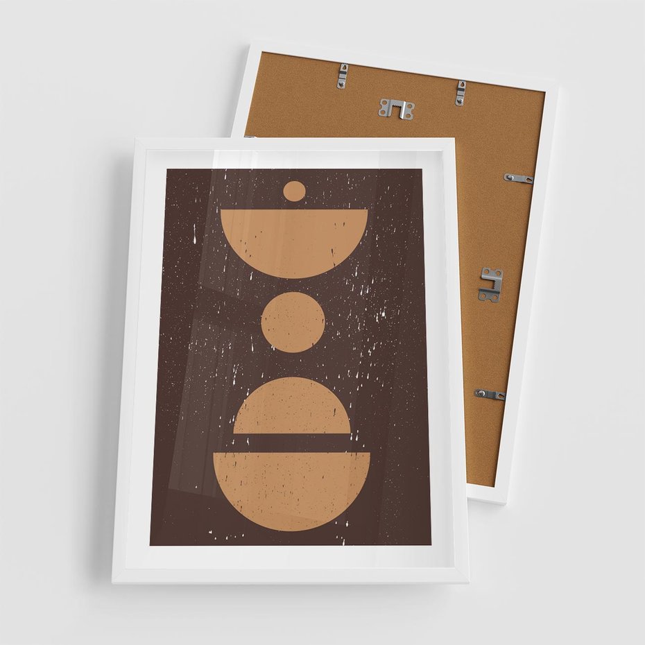 Plakat w ramie 50x70 - Impulsy Przestrzeni - mid century styl, nowoczesna grafika - rama biała