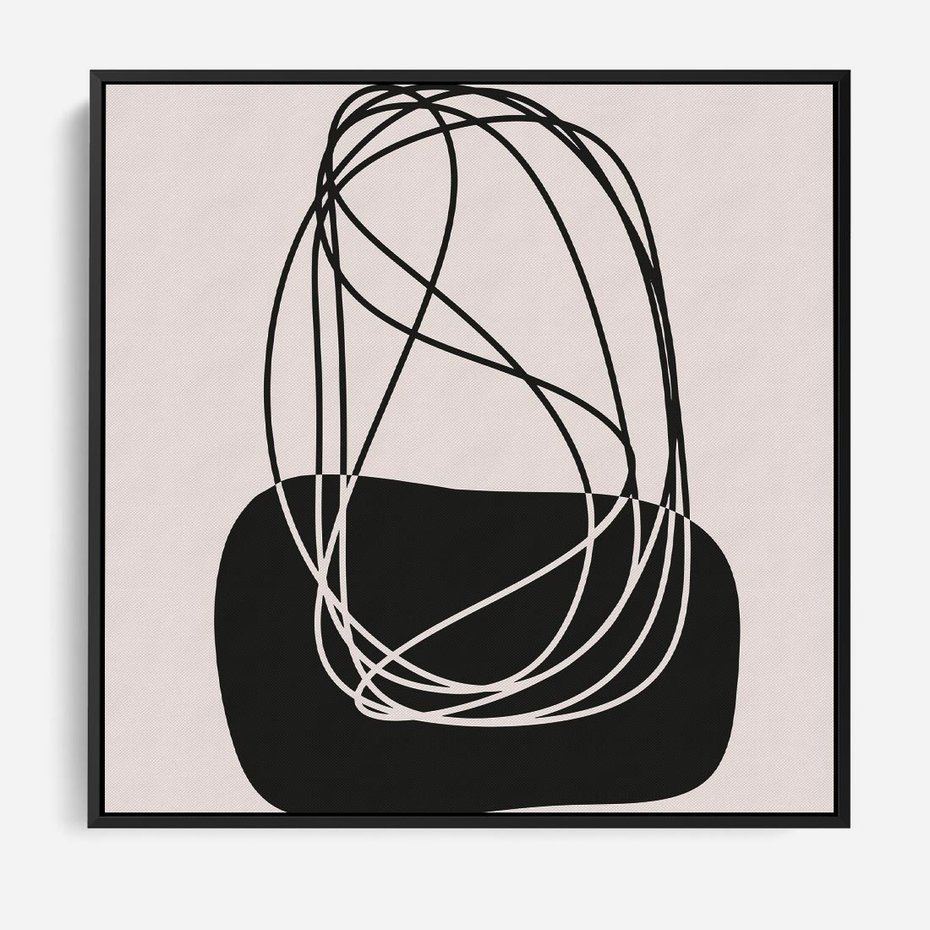 Obraz w ramie 50x50 - Linie Eksploracji - abstrakcyjne szkicowane linie, minimalizm - rama czarna