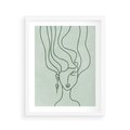 Plakat w ramie 40x50 - Spokojne Objęcia Natury - abstrakcja, zielony szkic - rama biała