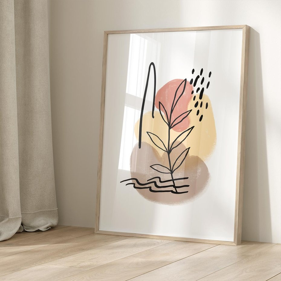 Plakat w ramie 50x70 - Konturem Przenikające - abstrakcja, sztuka nowoczesna - rama drewno