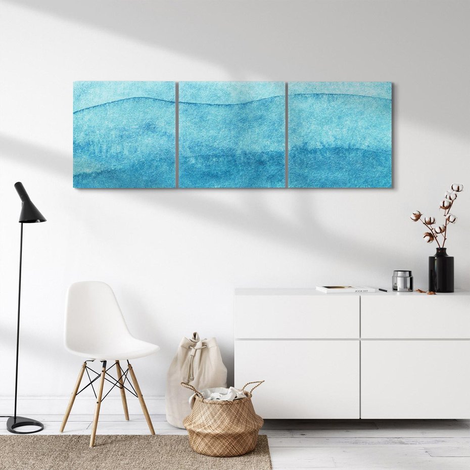 Obraz na płótnie 120x40 - Kolorowe fale akwareli - akwarela, fale