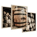 Zestaw obrazy w ramie 30x40 galeria - Wino, w, beczkach, kuchnia, restauracja - rama drewno